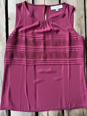 Ann Taylor Loft Red Pleated Detail Blouse Size XS